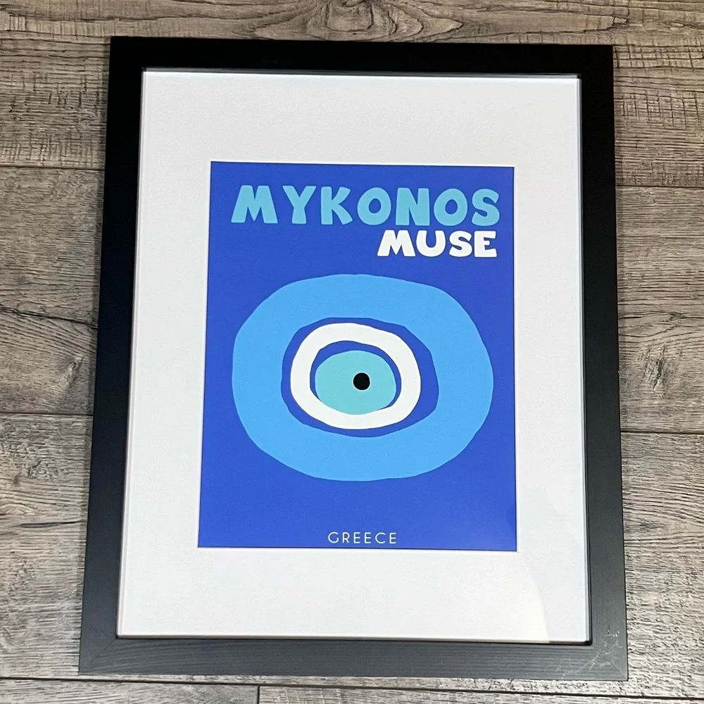 GREECE MYKONOS MUSE WOOD FRAMED PRINT 💙